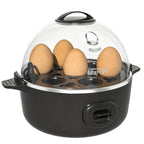 Electric Egg Cooker 7-Egg Capacity Rapid Egg Boiler with Musical Buzzer & Overheat Protection - Hard Soft Medium Boiled Eggs, Egg Poacher & Mini Food Steamer - Easy Clean, Black