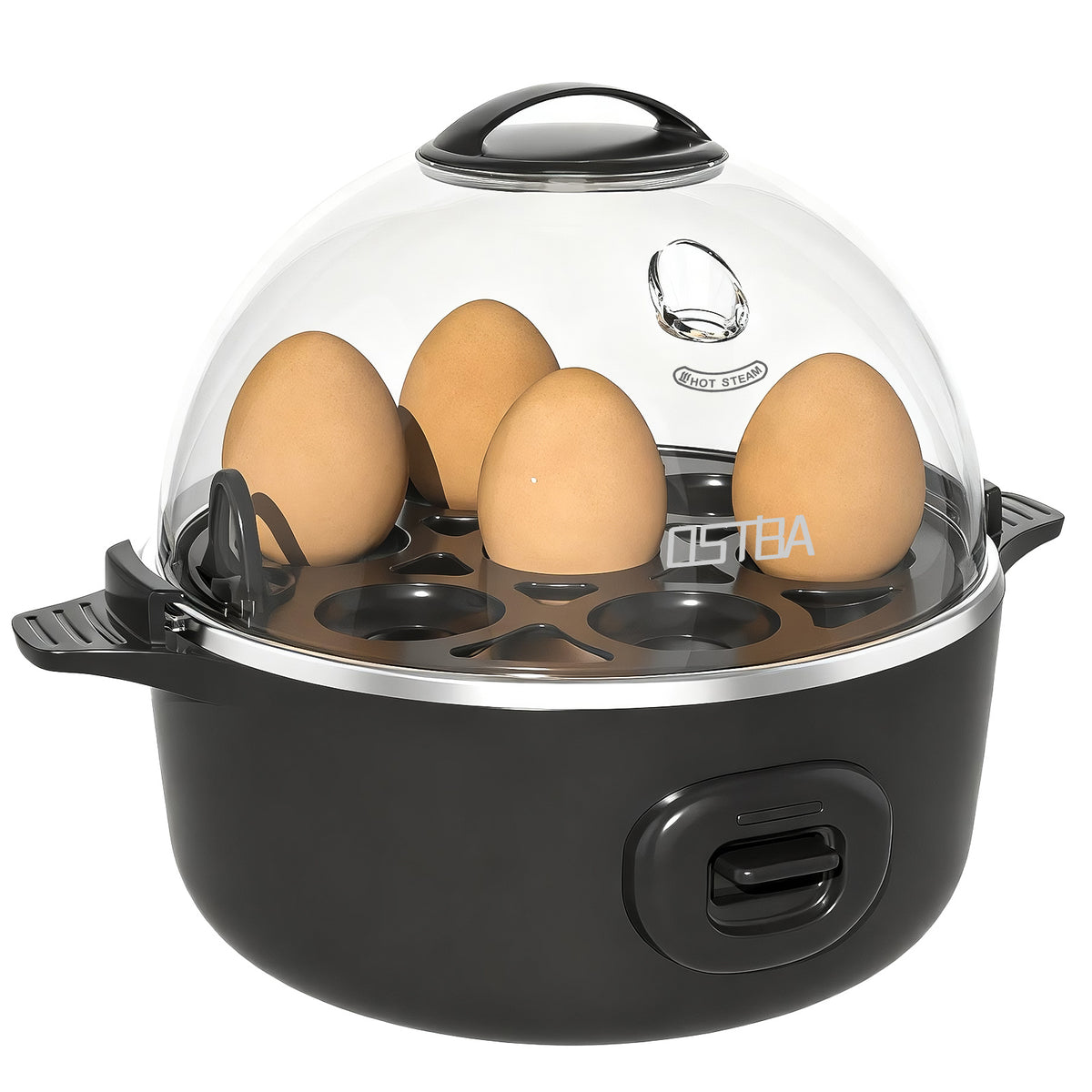 Electric Egg Cooker 7-Egg Capacity Rapid Egg Boiler with Musical Buzzer & Overheat Protection - Hard Soft Medium Boiled Eggs, Egg Poacher & Mini Food Steamer - Easy Clean, Black