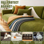 Chenille Ribbed Sofa Cover – Pet-Friendly Non-Slip Stretch Slipcover, Machine Washable Sofa Protector for 2, 3 & 4-Seater and Sectional Sofas, Modern Living Room Couch Cover