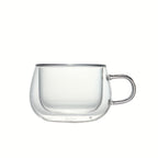 Double Wall Glass Coffee Cup with Handle 3.7oz – Insulated Transparent Borosilicate Glass for Cappuccino Espresso Latte Tea, Set of 2 4 6 or 8