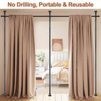 Floor to Ceiling Room Divider Rod No Drill Tension – Adjustable 4-10ft Tall 28-114" Wide Heavy Duty Curtain Partition Stand for Bedroom Studio Apartment, Matte Black White