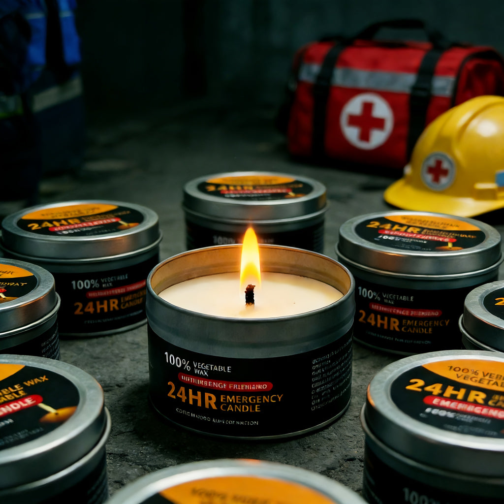 Unscented Soy Palm Wax Candles Set of 4 Metal Tin 96 Hour Burn Time – Long Lasting Candles for Camping Hiking Emergency Lighting Holiday Decor Christmas Halloween