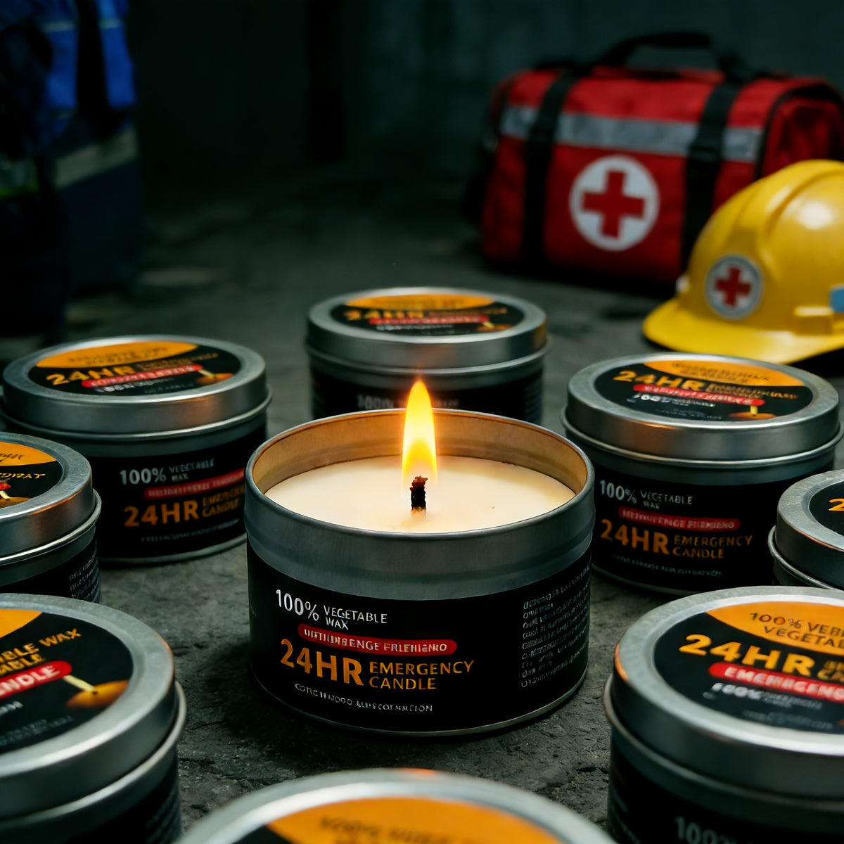 Unscented Soy Palm Wax Candles Set of 4 Metal Tin 96 Hour Burn Time – Long Lasting Candles for Camping Hiking Emergency Lighting Holiday Decor Christmas Halloween