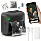 Mini Pocket Thermal Printer Inkless Wireless Sticker Photo Printer with 1 Roll Thermal Paper Portable Receipt Printer for Photos Diaries Notes Memos