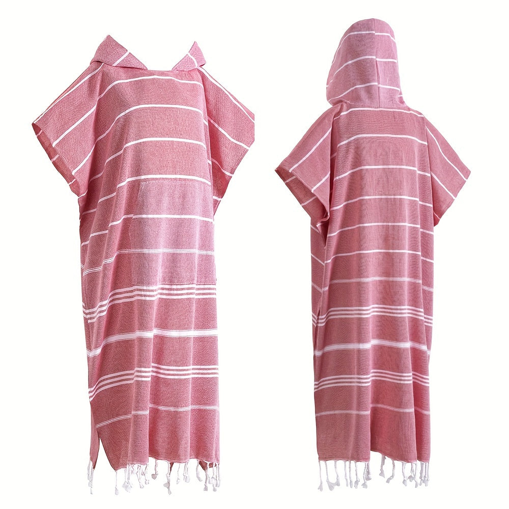 Hooded Surf Poncho Wearable Beach Towel Quick Dry Cotton Changing Robe Sandproof Lightweight for Swimming Diving Surfing Beach Bathing S L Multi Colors