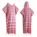 Hooded Surf Poncho Wearable Beach Towel Quick Dry Cotton Changing Robe Sandproof Lightweight for Swimming Diving Surfing Beach Bathing S L Multi Colors