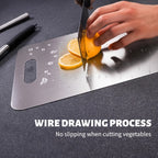 Stainless Steel Cutting Board Set 3 Piece - Dual-Sided SUS304 Metal Chopping Boards Non-Stick Rust-Resistant BPA-Free Portable for Kitchen Camping Picnic, Meat Fruit Vegetables