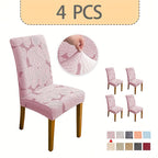Jacquard Stretch Dining Chair Covers 4/6pcs – Removable Washable Elastic Chair Slipcovers for Dining Room & Kitchen, 10 Colors, Christmas & Holiday Home Decor Chair Protector