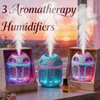 Mini Diffuser Set 3pcs Aromatherapy Humidifier Odor Eliminator Cool Mist for Car Bedroom Dorm No Filter Low Voltage Gift for Women