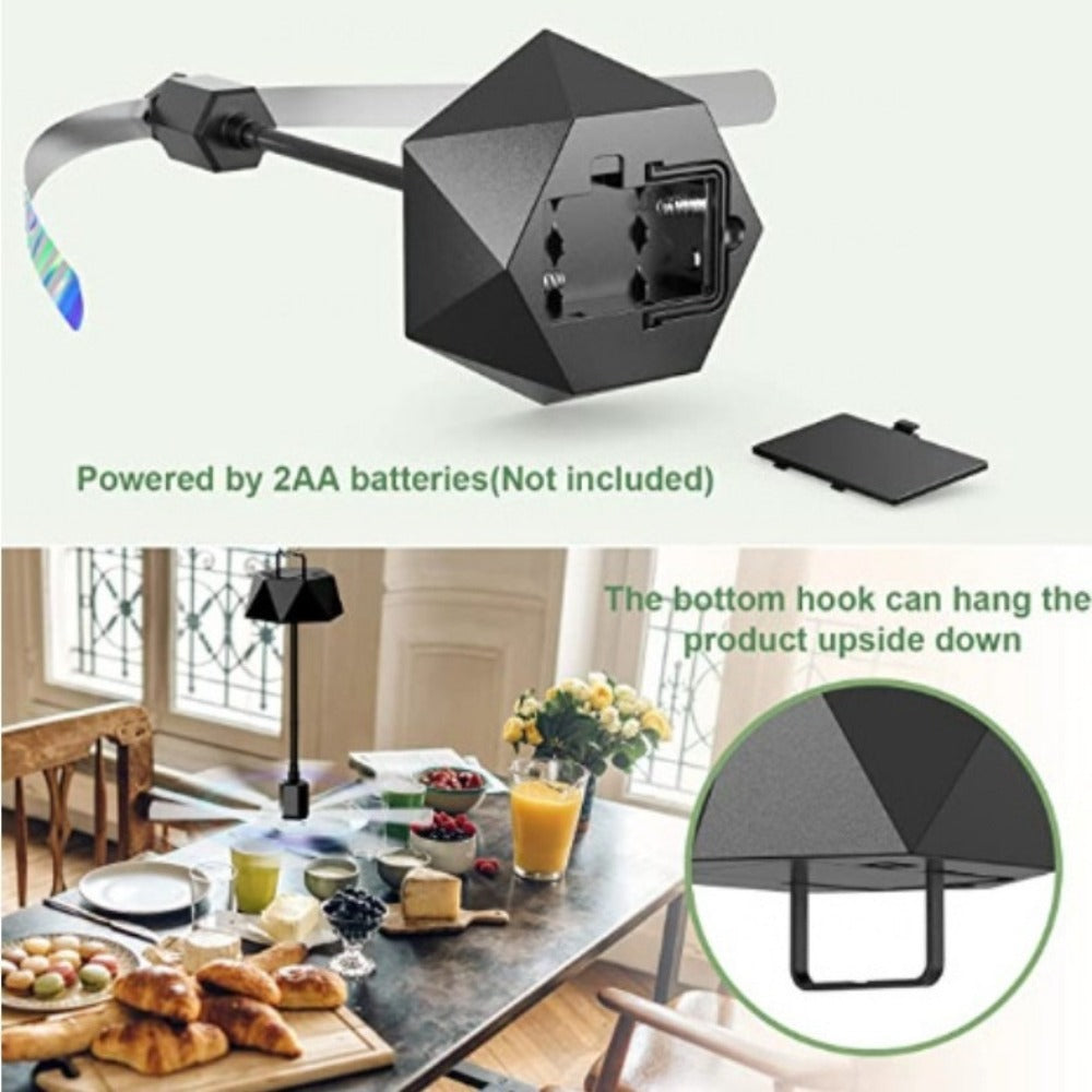 Holographic Blade Table Fly Fan – Silent 360° Rotating Fly Repellent Fan for Outdoor & Indoor Use | Picnics, BBQ, Parties, Restaurants & Kitchens | 2-Pack or 4-Pack