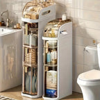 Narrow Tall Bathroom Storage Cabinet 7 Inch Slim Freestanding Rack with Clear Drawers 3 Tier Space-Saving Organizer for Small Spaces
