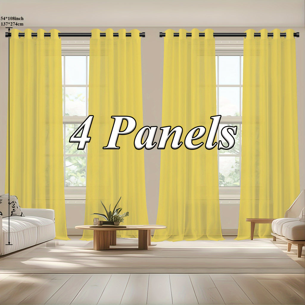 Sheer Curtains Semi Transparent Panels with Top Loop Pleated Header for Bedroom Living Room – Set of 2 or 4, 70-80G Lightweight Fabric, Multiple Sizes & Colors