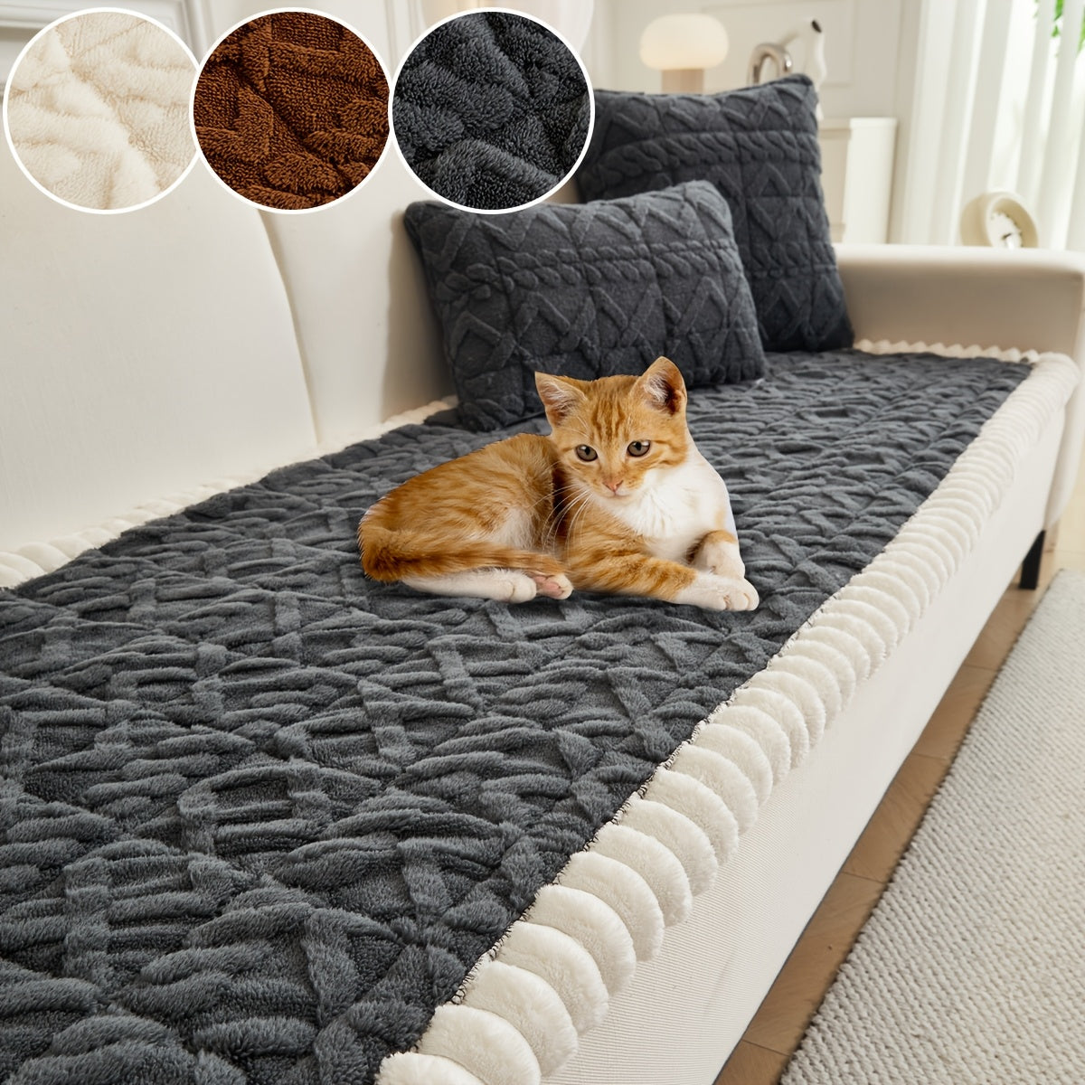 Thickened Quilted Sofa Cushion Pad Soft Polyester Seat Mat for Loveseat 2 3 4 Seater Sofa Autumn Winter Warmth Home Decor Dark Gray Dark Coffee Cream Green