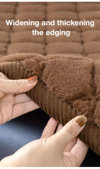 Thickened Faux Rabbit Fur Sofa Cover or Cushion Cover 2-in-1 Non-Slip Machine Washable Pet-Friendly Warm Plush Seat Pad for Bedroom Office Living Room Home Decor