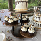 4 Tier Wood Cupcake Stand 360 Rotating Dessert Tower for 50 Cupcakes Farmhouse Tiered Cake Stand for Wedding Birthday Baby Shower Tea Party