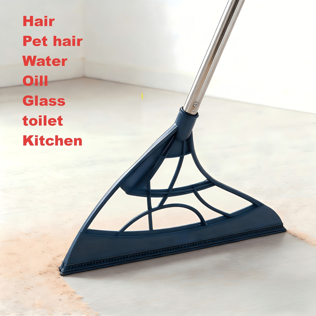 Broom for Hard Floors – Stainless Steel Handle Floor Broom for Pet Hair, Debris & Indoor Sweeping | Home & Office Use