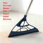 Broom for Hard Floors – Stainless Steel Handle Floor Broom for Pet Hair, Debris & Indoor Sweeping | Home & Office Use