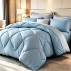 Diamond Pattern Quilt Bedding Set with Pillowcases 2/3 Piece – Soft Breathable Lightweight Comforter Twin Queen King 30+ Colors