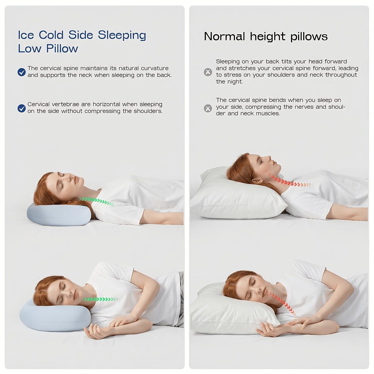 Cloud Pillow for Neck Support – Ergonomic Contoured Cooling Bed Pillow with Washable Cover | All-Season Sleep Pillow in Blue, Yellow, Purple & Pink