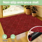 Hallway Runner Rug Non-Slip Vintage Diamond Pattern Machine Washable Rubber Backed – Kitchen, Entryway & Living Room Runner, 5 Sizes, Dark Gray & Dark Red
