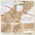 6-Pack Boho Gauze Table Runners 21.7x72.8 Inch Semi-Sheer Cheesecloth Fabric Wedding Baby Shower Birthday Farmhouse Home Decor