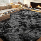 Plush Fluffy Area Rug Tie Dye Soft Indoor Carpet Non-Slip for Living Room Bedroom – Modern Home Decor Floor Mat | Multiple Sizes | Light Gray, Dark Gray, Black, Pink