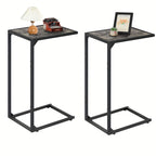 C-Shaped End Table with Charging Station – Sofa Side Table, 50LBS Capacity, Slides Under Sofa, Snack & Laptop Table for Living Room Bedroom (1pc/2pcs, w/wo Storage Bag)