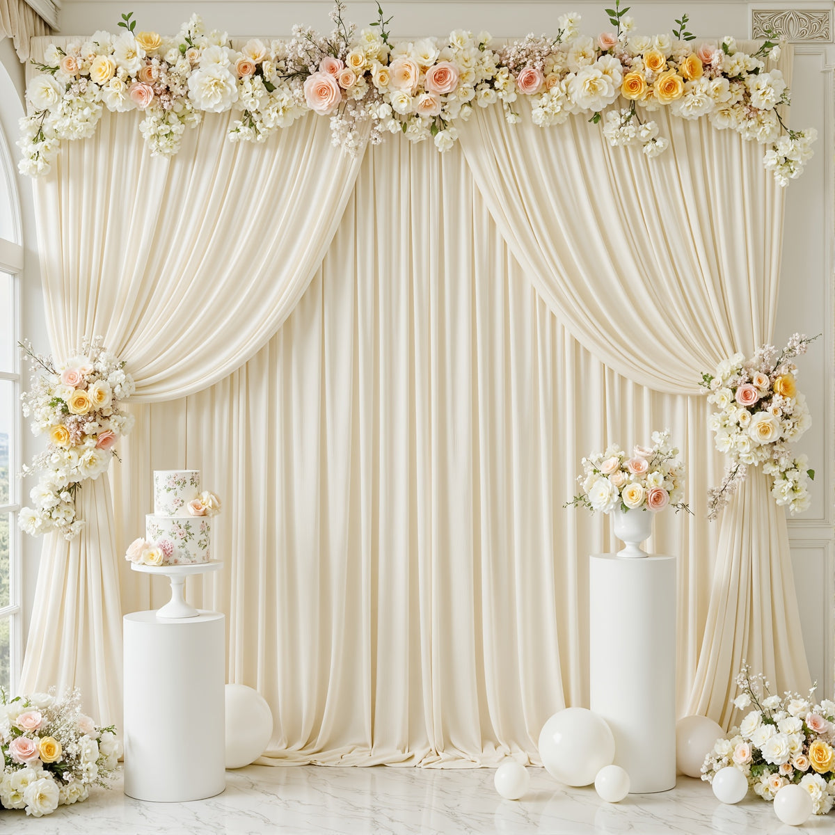 Photo Backdrop 4-Pack Taffeta Draping Background Cloth 5×10 Ft – Opaque Reusable Rod Pocket Panel for Weddings, Birthdays, Baby Showers & Photo Studios | 16 Colors