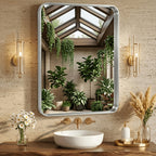 Metal Framed Rounded Rectangle Wall Mirror for Bathroom – Over Sink, Horizontal or Vertical Hanging, Modern Farmhouse Decor, Matte Black, Gold & Silver, Multiple Sizes 16x20 to 36x48 In