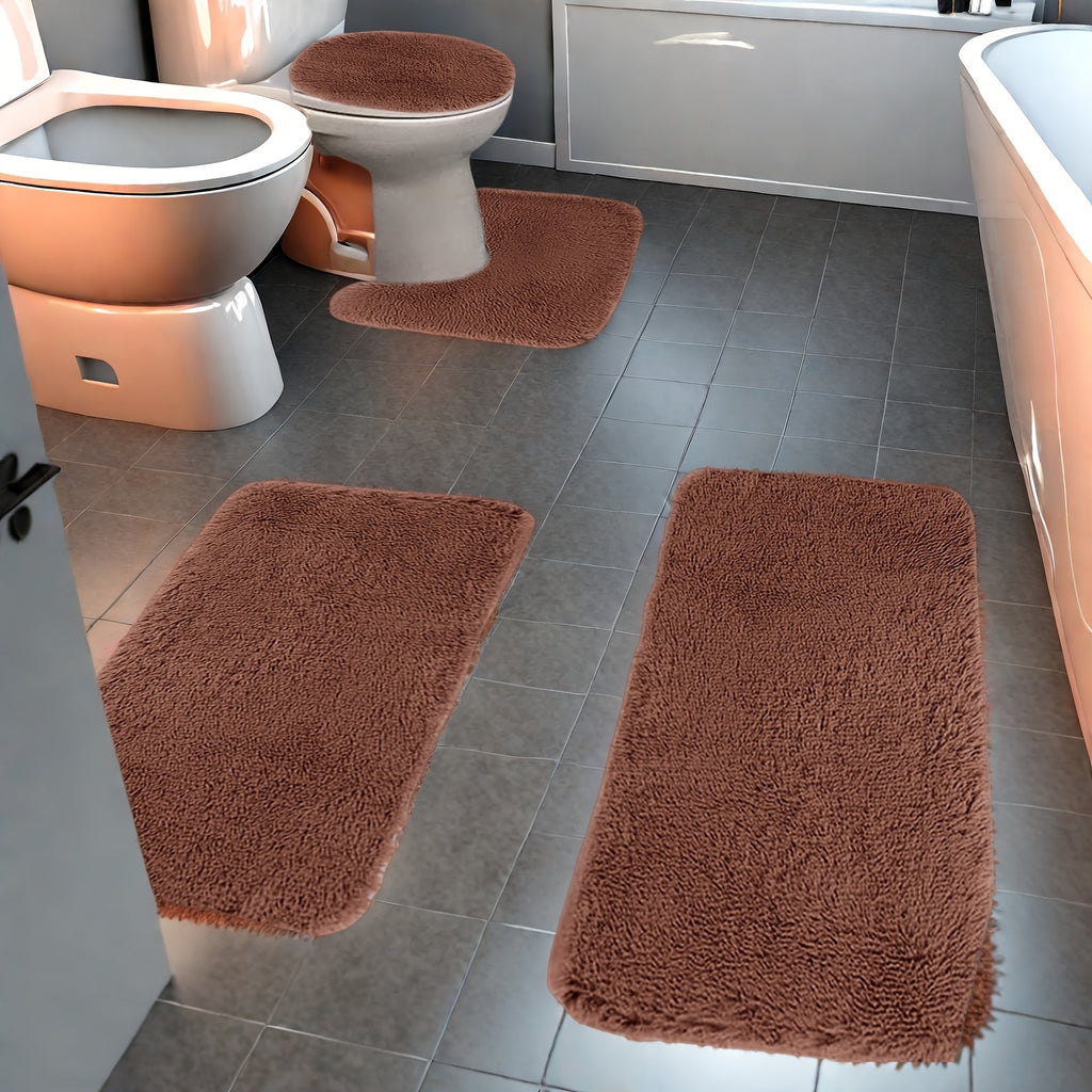 Plush Bath Rugs Set 1-6 Pieces, Multi-Color Microfiber Non-Slip Bathroom Mats – Soft Water Absorbent Thick Machine Washable Toilet Mats for Bathroom, Tub & Shower
