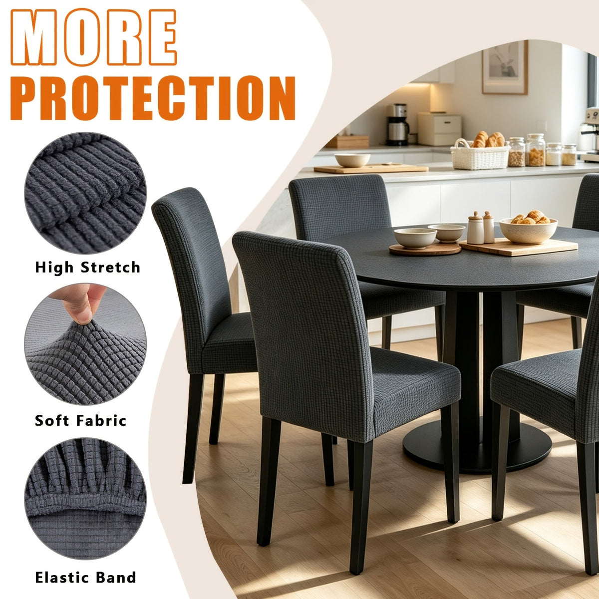 Dining Chair Covers 4/6pcs Set Washable Pet Friendly Dirt & Wear Resistant – Versatile Stretch Slipcovers for Home & Restaurant Seating, 12 Colors