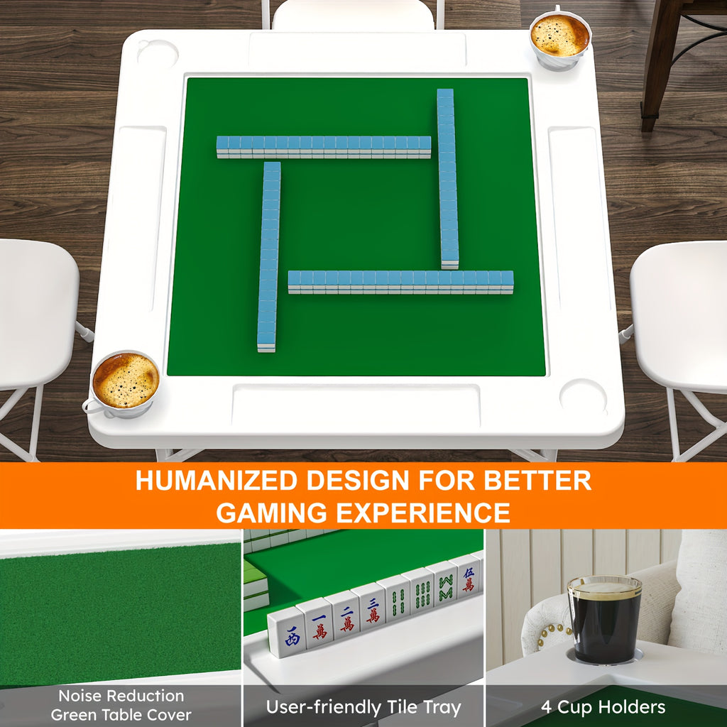 Folding Card Table with Green Felt – Mahjong Table for Poker Dominoes and Card Games in Black or White