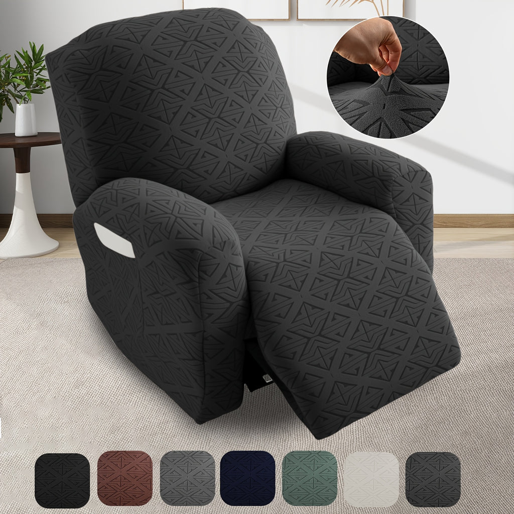 Stretch Recliner Chair Covers 4-Piece Set Non-Slip Elastic Bottom Slipcovers for Reclining Chair – 92% Polyester Polar Fleece Furniture Protector for Living Room Pet Scratch Stain Protection