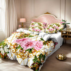 Duvet Cover Set Baroque Geometric Floral 3 Piece Soft Breathable Polyester Quilt Cover with 2 Pillowcases All Season Twin Full Queen King Multicolor Modern Art