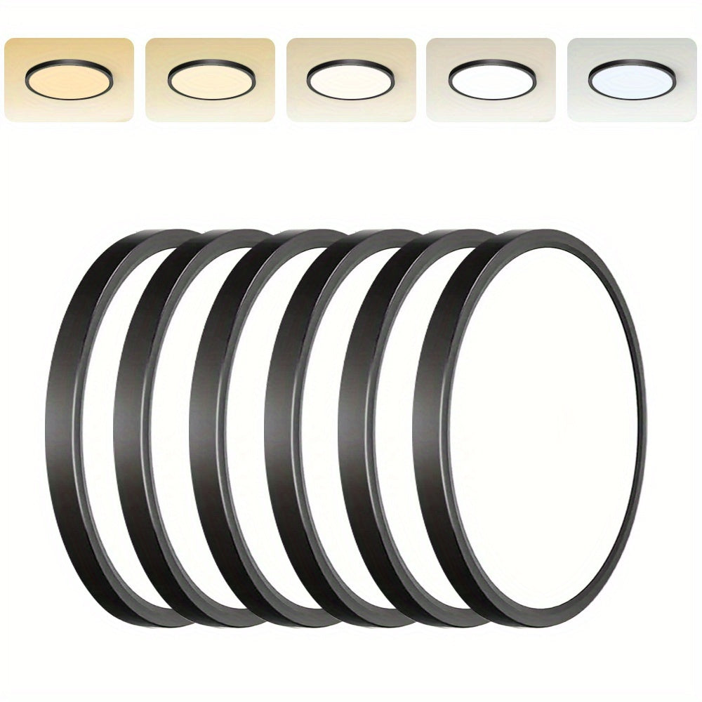 LED Flush Mount Ceiling Light 12 Inch 5CCT Dimmable – 22W 2400LM Modern Round Flat Panel Light for Bedroom, Living Room & Dining Room, 2/4/6 Pack