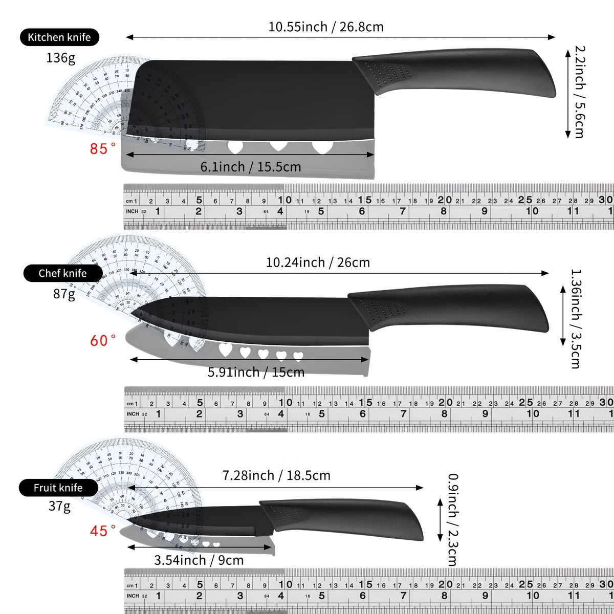 Professional Kitchen Knife Set with Forged Carbon Steel Blades, Full Tang Chef's, Meat, Carving & Cleaver Knives Plus Poultry Shears, Upgraded Version, Perfect Gift for Women & Home Cooks