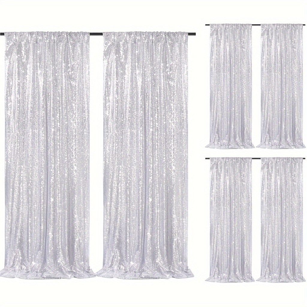 Sequin Curtains Backdrop 4 & 6 Panels 2x8FT - Shimmer Glitter Party Backdrop Curtain for Wedding Birthday Bachelorette Photo Booth, 25 Colors Reusable Event Decoration