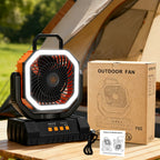 3-in-1 Camping Fan with LED Light & 20000mAh Power Bank Portable Rechargeable Fan 4 Speed Settings Multi-Angle Rotation for Hiking Tent Office & Outdoor Use