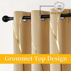 Blackout Curtains Glam Style 2 Panels - Grommet Top Room Darkening Drapes with Gold Foil Wave Pattern, Thickened Polyester Heat Insulation for Living Room & Bedroom
