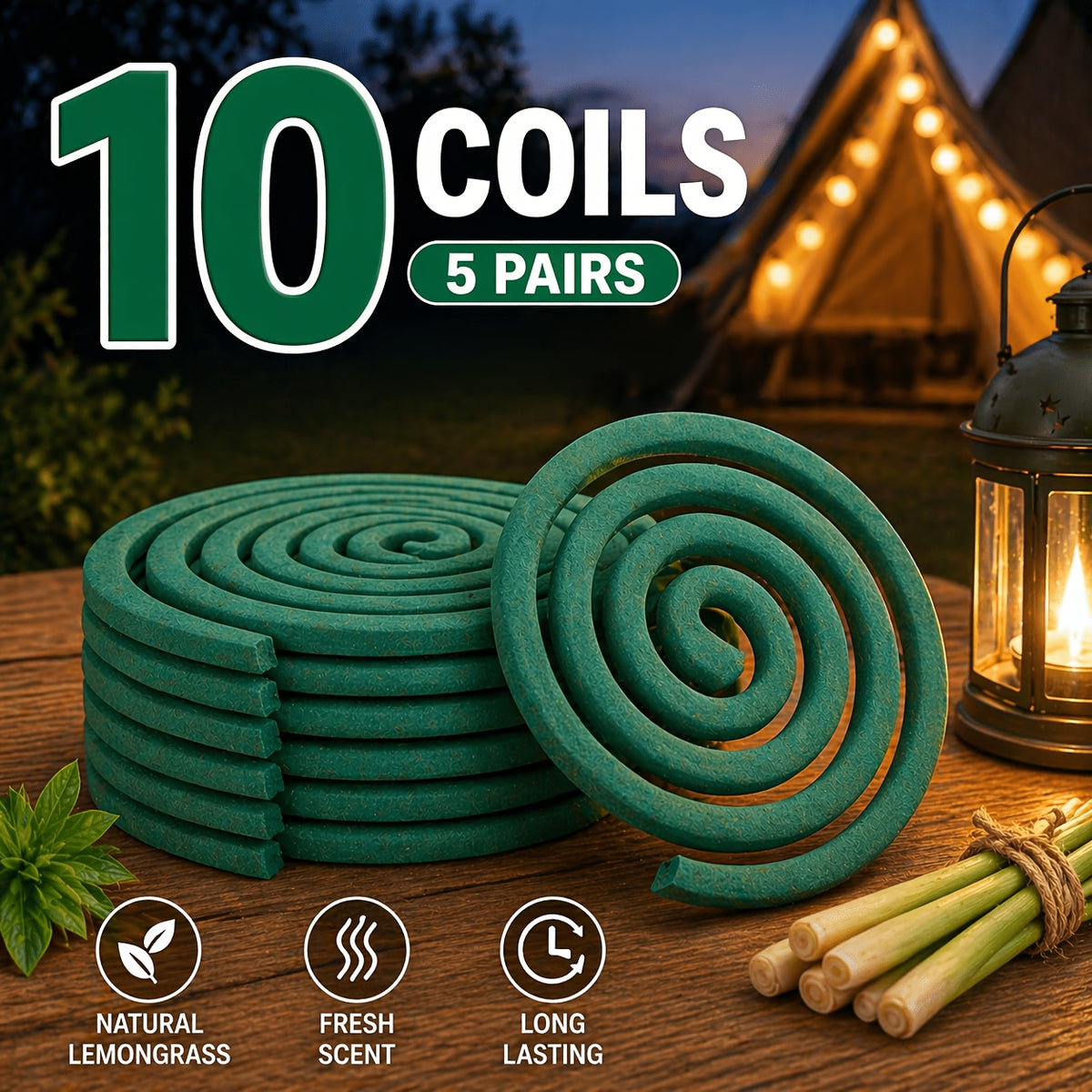 Mosquito Repellent Coils Outdoor Citronella Lemongrass Large Size with Holder – Long-Lasting Bug Repellent for Patio, Garden, Camping & Backyard Summer Use