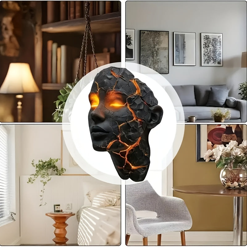 3D LED Halloween Night Light Cracked Broken Soul Resin Table Lamp USB Powered Ambient Glowing Light for Halloween Bedroom Bar Party Ornament