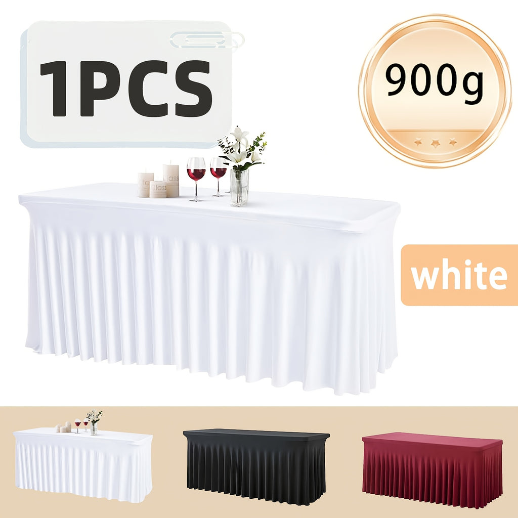 Rectangle Tablecloth with Skirt Wrinkle-Resistant Table Cover for Weddings Birthdays Graduations Black White Red 1 2 4 8 Pcs