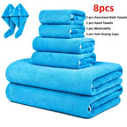 Microfiber Bath Towel Set 4 or 8 Piece – Extra Large 71×35” Ultra-Soft Quick Dry – Includes Bath Towel, Hand Towels, Washcloths & Hair Drying Cap for Bathroom, Hotel & Gym
