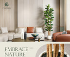Artificial Fiddle Leaf Fig Tree 5ft Tall Faux Ficus with White Planter Natural Wood Trunk Fake Moss for Indoor Outdoor Living Room Office Porch Home Decor