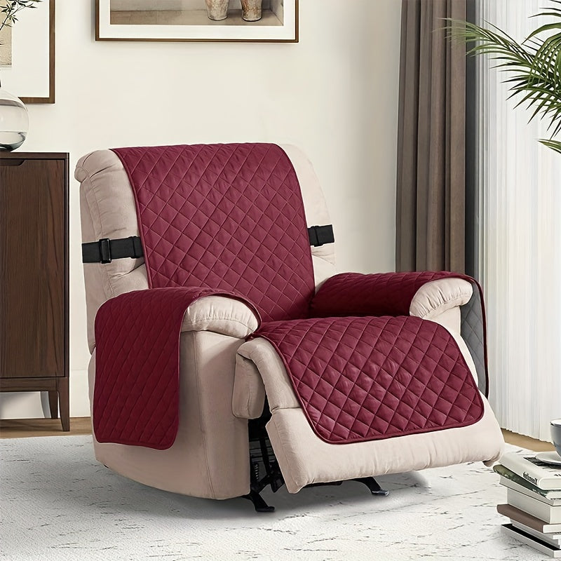 Recliner Sofa Cover Non-Slip Quilted Armchair Slipcover 100% Polyester Machine Washable Single-Seat Sofa Protector for Bedroom Office Living Room – Modern Mixed Color Furniture Protection Cover