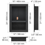 Recessed Shower Niche 16x24 Inch Tile-Ready with Double Shelf, 100% Waterproof XPS Foam Wall Niche, Square Corners Built-In Storage for Shower & Bathroom, Black
