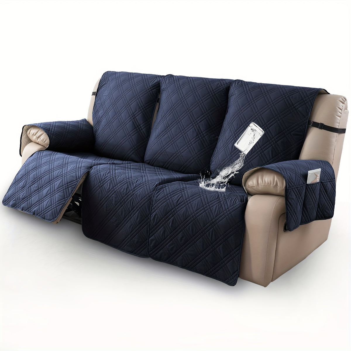 Recliner Slipcovers 3pcs Set – Waterproof Non-Slip Elastic Quilted Recliner Chair Cover Furniture Protector for Living Room Bedroom Office, Valentine's Day Gift Home Decor