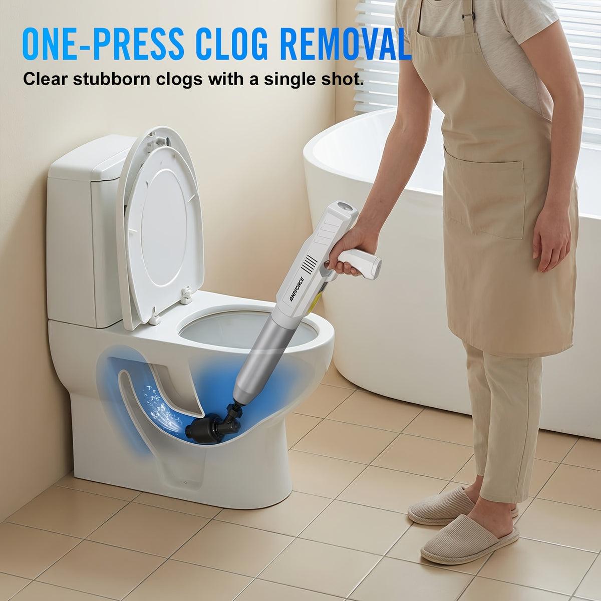 Electric Toilet Plunger 8V Cordless – High-Pressure Pneumatic Unclogger with Real-Time Pressure Display, Power Drain Opener for Clogged Toilets, Sinks & Floor Drains, Mess-Free Reusable, White Black