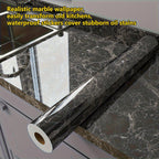 Marble Contact Paper Waterproof Self-Adhesive PET Film Heat Oil Resistant Glossy Vinyl Wrap for Kitchen Cabinets Bathroom Countertops Drawer Liner Furniture Decor White Black Marble 15.75x196.85 in