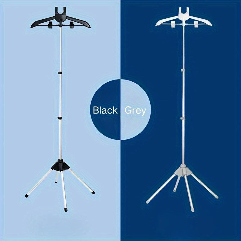 Foldable Ironing Rack & Clothes Drying Rack – Height-Adjustable, 360° Rotating Arm, Space-Saving Telescopic Laundry Stand for Home & Small Spaces | Black & Grey